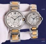 Swiss Quality Replica Ballon Bleu de Cartier Sapphire Watches 2-Tone Diamond-set